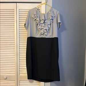 Elegant Black and Gray Ruffle Dress